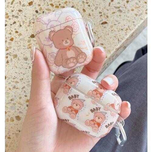 Cute Bear Soft Silicone with Keychain Pendant Earphone Case for Apple Airpod Pro 3 Cover Wireless for Airpods 2 1 Case