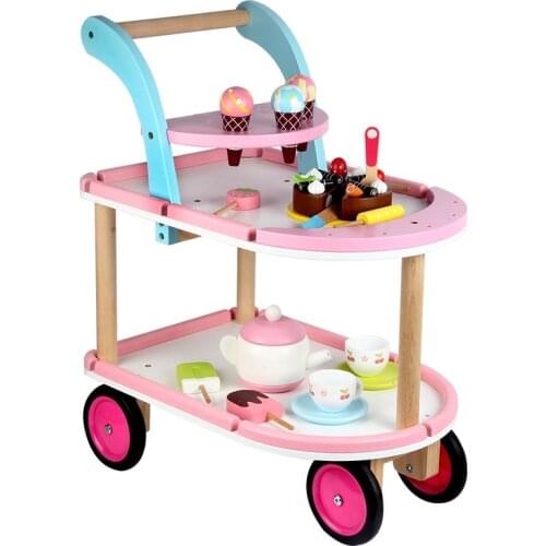 Children Play House Ice Cream Car Toy Girl Simulation Candy Ice Cream Trolley Educational Set Ice Cream Cart for Kids