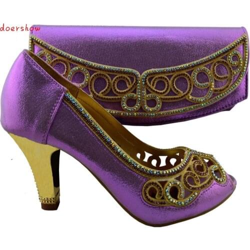 Doershow Italian Shoes With Matching Bag High Quality Size 38-42 purple !HZL1-25