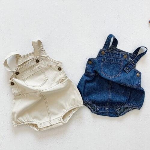 Cowboy Rompers Clothing Sleeveless Pure Color Rompers Clothes Baby Girl Newborn Baby New 2021 Summer Children Kids