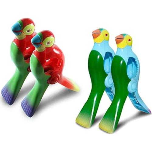 2PCS Beach Towel Clip Simulation Parrot Strong Windproof Bath Towel Clothes Hanger Clip Sunbed Pegs Pool Towel Clips Quilt Clamp