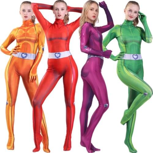 Totally Spies Clover Ewing Alexandra Cosplay Costume Adult Kids Jumpsuits Tights Halloween Zentai Bodysuit Suit