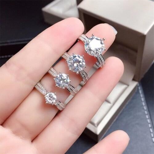 Lab Diamond Ring 0.5CT 1CT 2CT 3CT VVS Moissanite Jewelry Fashion Design for Women Wedding Party Gift Real 925 Sterling Silver
