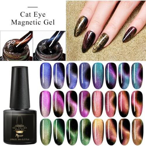 Mtssii 7D Chameleon Magnetic Gel Nail Polish Mixed Color Shiny Cat Eyes Nail Gel Polish Soak Off Jade Effect Nail Art Lacquer