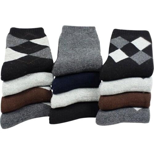 Eur37-44 Men 2021 Winter Thicken Warm Terry Socks Male Business Casual Thermal Rabbit Wool Socks Diamond-shaped Meias 5pairs/lot