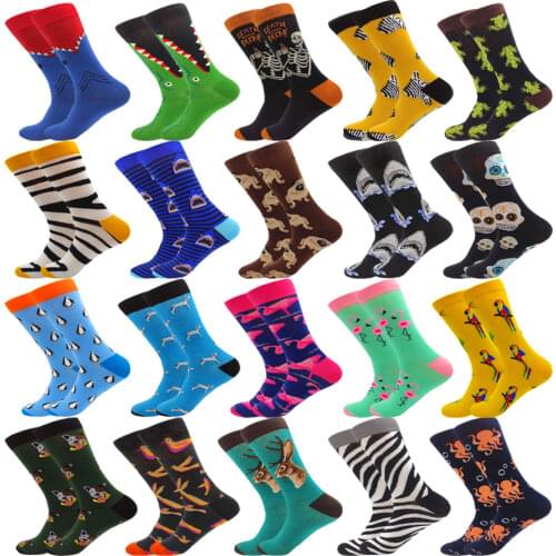 Hip Hop Colorful Novelty Harajuku Cotton Women&Mens Socks Animal Shark Dog Skeleton Kawaii Renaissance Dress Socks Size38-46