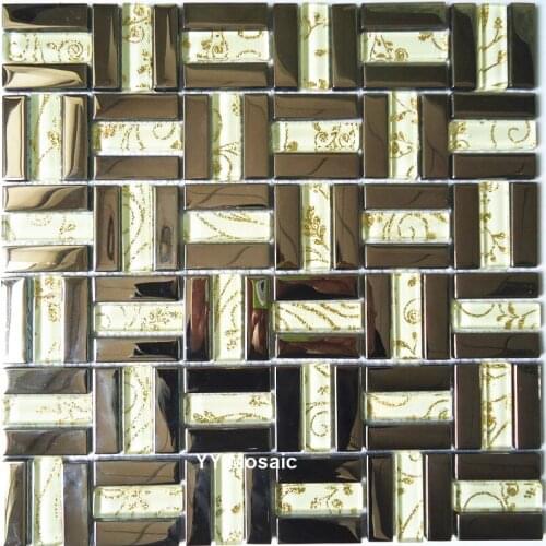 New Arrival Plated Mirror Silver Metal mixed Flower Crystal Mosaic Tiles for DIY Decoration Background Wall Stickers
