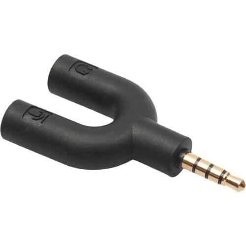 New U Type Adapter Dual 3.5 MM Headphone Plug Audio Cables Splitter Microphone 2 in 1 Swivel Connector for Android iPhone