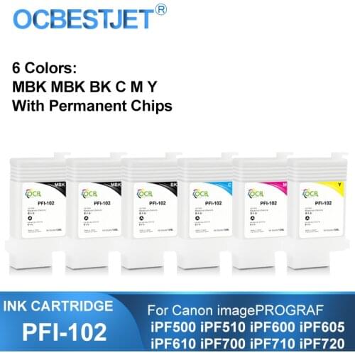 PFI-102 PFI102 Refillable Ink Cartridge With ARC Chips PFI 102 For Canon iPF500 iPF510 iPF600 iPF605 iPF610 iPF700 iPF710 iPF720
