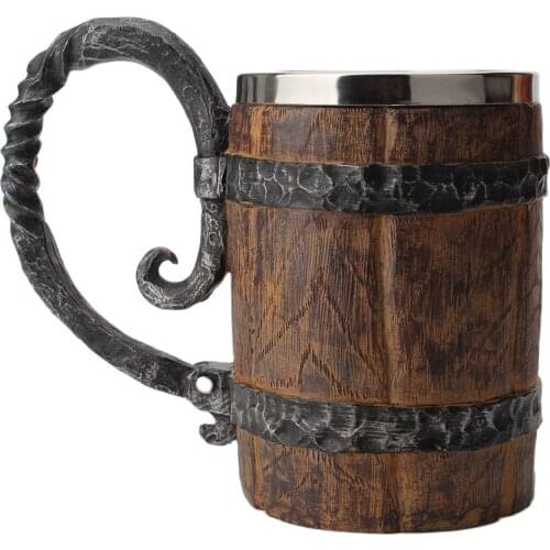 Hot Retro Horn Skull Resin Beer Stainless Steel Knight Halloween Coffee Cup Viking Tea Mug Pub Bar Decoration New
