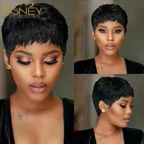 Straight Human Hair Wigs Short Bob Wig With Bangs For Women Brazilian Remy Hair Wig Natural Color Full Machine Made