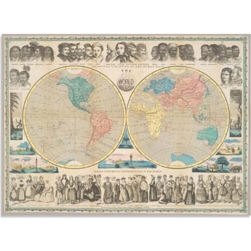 Retro World Map Poster Size Wall Decoration Large Map of The World 80x58cm Waterproof canvas map