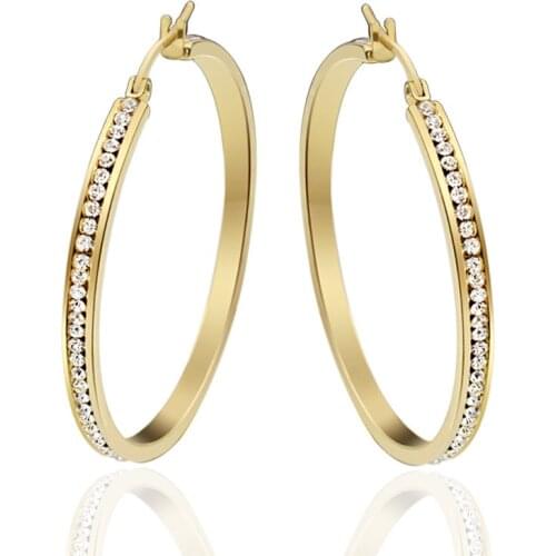 New Fashion Elegant Round Crystal High Quality Gold Hoop Earrings for Women Hoop Earrings Party Earrings Women Fashion Jewelry