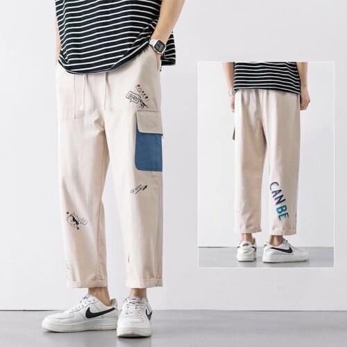 Funny Printed Men Harem Pants Korean Mens Casual Straight Pants Streetwear Man Loose Pants Trousers