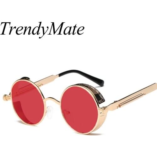 Fashion Vintage Retro Round Steampunk Sunglasses Steam Punk Rock Style Men Women Sun Glasses Brand Oculos De Sol Gafas 543T