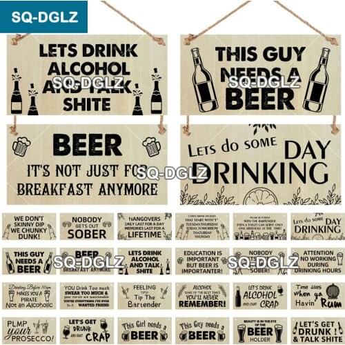 [SQ-DGLZ] Beer Drinking Sign Wooden Sign Alcohol Plaque Wood Bar Plaque Pub Wall Decoration Door Hanging Sign Home Decor Poster