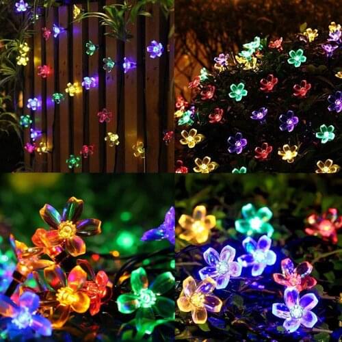 7M 50 Lights Solar Led Light String Lights Christmas Decorative Led Lamps Outdoor Lights Garland Flower Lights Garden Decoration