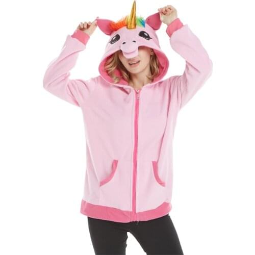 2018 New Golden Horn Pink Blue Unicorn Hoodie Anime Costume Adult Animal Panda Stitch Hooded Sweatshirt Cosplay