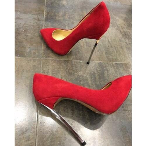 Woman High Heel Pumps Sexy Red Suede High Heels Pointed Toe Women Shoes Thin heels Wedding Shoes For Women stiletto heels