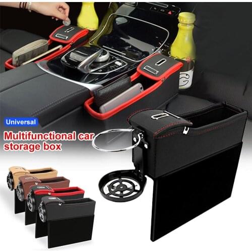 Universal High Capacity Leather Car Seat Crevice Storage Bag Box Money Pot Beverage Holder Car Seat Pocket Organizer Wholesale