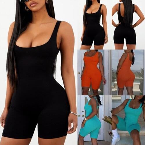 2020 New Sexy Women Sleeveless Romper Jumpsuit Bodycon Bodysuit Slim Fit Sports Short Pants Club Backless Biker Shorts Playsuit