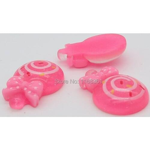 1pcs/lot resin flat back hot pink dot lollipop candy 21mm simulation of food Cabochon Scrapbook DIY phone decoration B304-3