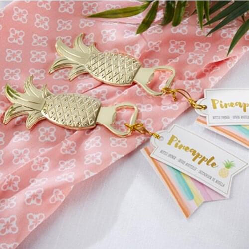 100PCS/LOT Wedding Bridal Favor Gifts Gold Pineapple Bottle Opener Beer Opener Cap Lifter Party Favors Gift Free shipping
