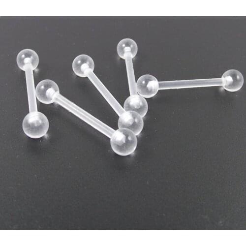 5pcs/lot Clear Transparent Invisible Flexible Tongue Barbell Nipple Ring 14G Piercing jewelry