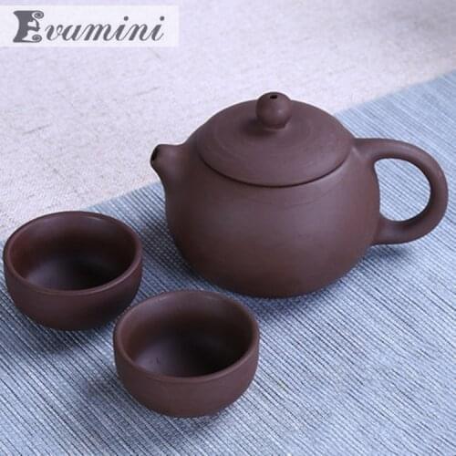 3pcs/tea set;220ml Yixing Clay Teapot Set 2 Tea Cups 1 Clay Teapot Travel Portable Tea Set; Clay Pot Set;China Tea cup
