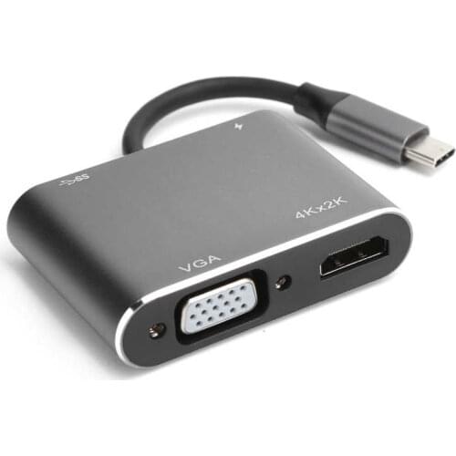4in 1 Hub Type-C to HD Multimedia Interface VGA USB3.0 Docking Station 4in 1 Converter 4K HD Converter
