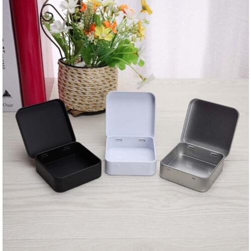 5 Pcs Mini Metal Tins Container Square Hinged Flip Storage Tin Box Small Kit Case Jewelry Coin Candy Condom Organizer Portable