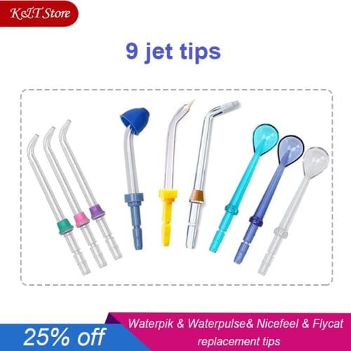 9 pcs For Waterpulse Waterpik Nicefeel Flycat Jet Tips Replacement Nozzles Dental Water Flosser Oral Irrigator Accessories