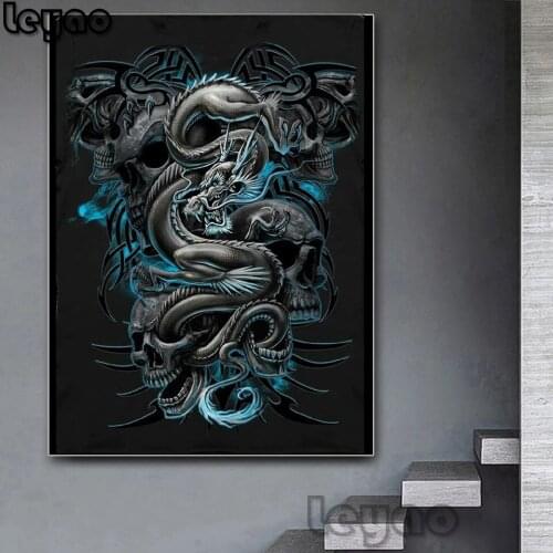 New 5d Diy Diamond Painting Skull Dragon Diamond Mosaic Rhinestone Cross Stitch Embroidery Cartoon Mosaic Home Decor Art Craft