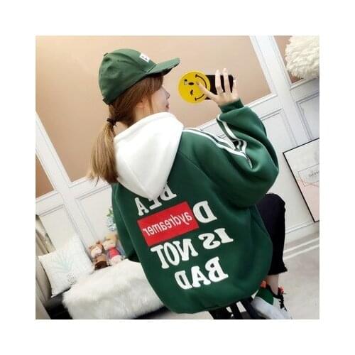 Velvet Warm Oversized B Hoodies Sweatshirt Women Poleron Winter Kpop Long Sleeve Top Hooded Sweatshirt Female Harajuku Coat