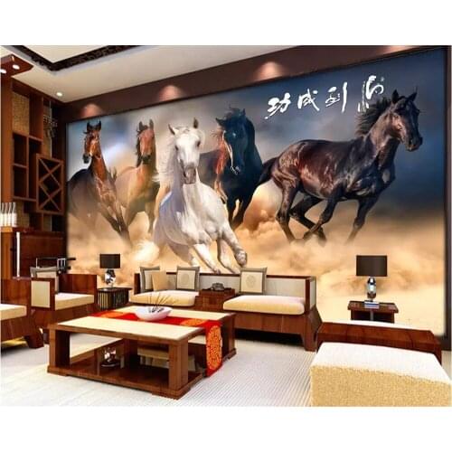 Beibehang Custom 3D Horse to Success Horse Pentium TV Background Wall Decoration Painting Wallpaper Mural Papel de parede