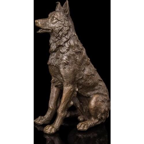 20 CM Western Art Deco Bronze German Shepherd working Dog Animal Art Sculpture
