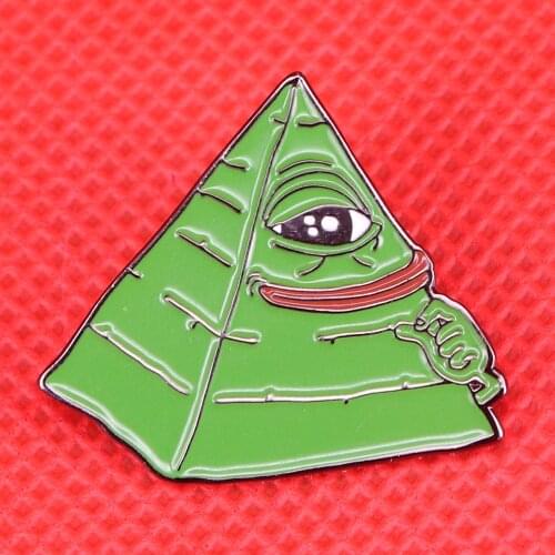 Kermit pyramid pin funny frog All Seeing Eye brooch Illuminati art jewelry Internet Meme pop culture pins cute animal badge