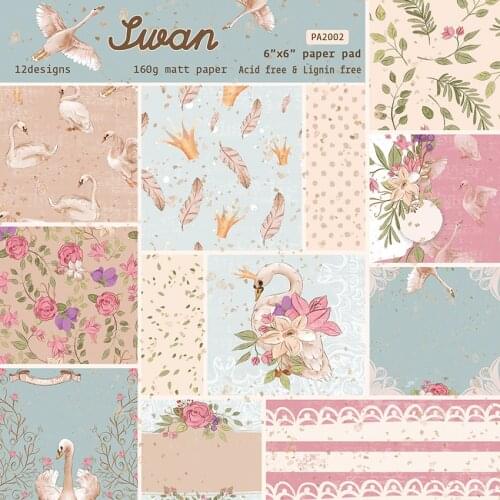 24pcs Swan Patterned Scrapbook Paper Pack Origami Art DIY Photo Album Background Pads Paper Craft Scrapbooking Paper Card Making