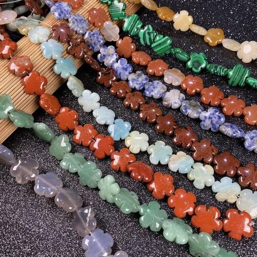Fine Natural Stone Bead Flower Shape Opal Tiger Eye String Beads for Jewelry Making DIY Necklace Bracelet Gifts Accessories