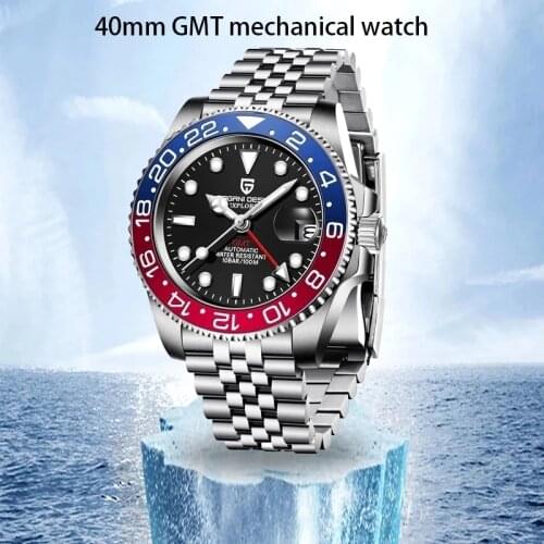 PAGANI DESIGN GMT Watches 40mm Rotating Bezel Mens Mechanical Watch Sapphire Glass Top Brand 100M Waterproof Watch Business Men
