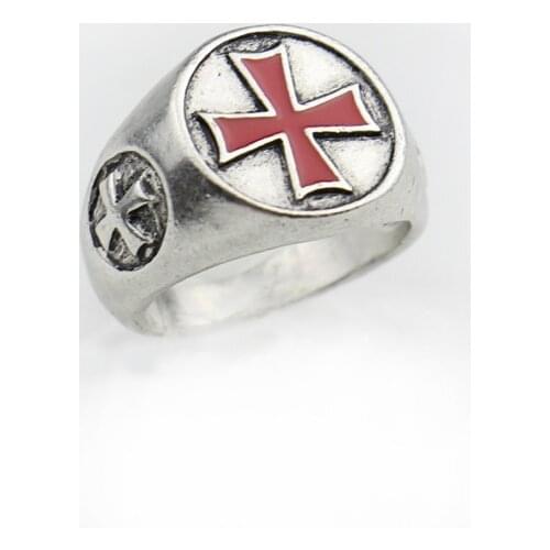 Croos Men Ring Templar Antique Ring Cospaly Gamer Trendy Jewelry Engagement Party Red Enamel Ring For Women Jewelry Gift