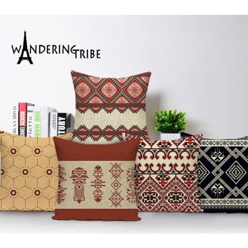 Scandinavian Style Decor Throw Pillows Nordic Home Decoration Linen Cushion Cover 45*45 Colourful Geometric Living Room Cushions