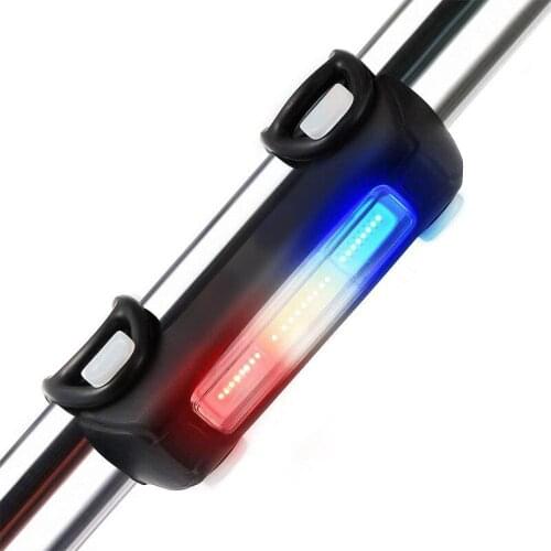 Bike Lights Ultra Bright Cycling Lights USB Rechargeable Bicycle Tail Light Red/Blue/White 7 Light Modes for road bike and Mount