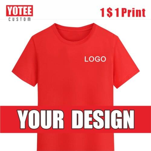 YOTEE Round Neck T-shirt Cotton Logo Customized Embroidery Personal Group Fashion T-shirt Logo Customization