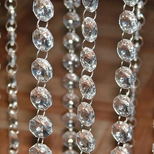 5M/lot 14mm 2 Holes Crystal Octagon Bead Prism Chandelier Crystal With Metal Rings