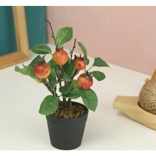 Plant Topiary Simulation Desktop Decor Potted Fake Plants Bonsai Decoration Mini High Quality 16*7*7cm Artificial Fruit Tree