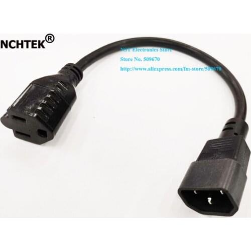 NCHTEK IEC 320 C14 Male Plug to US Female Socket Power Adapter Cable, C14 to Nema 5-15R Power Adaptor Cord/Free Shipping/10PCS
