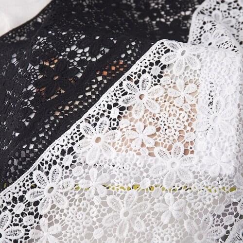 Lace fabric cotton flower lace trimming white black for needlework DIY crafts sewing accessories garment curtains decor ribbon