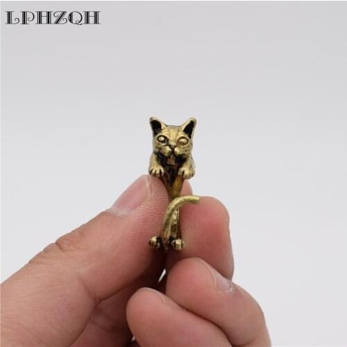 LPHZQH 2017 Hot Fashion Vintage Adjustable Animal Ring Cute House Cat Ring For Women Men Gift Jewellery Christmas Birthday Gift