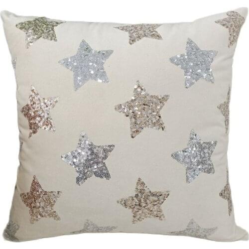 Hot Selling Home Decorative Sequins Cushion Cover Sofa Star Christmas Pillowcase For Kids